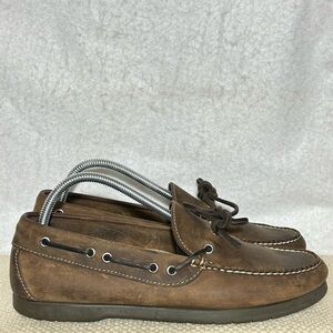 L.L. Bean Mens Brown Leather Moccasin Casual Slip On Loafer Boat Deck Shoes SZ 9